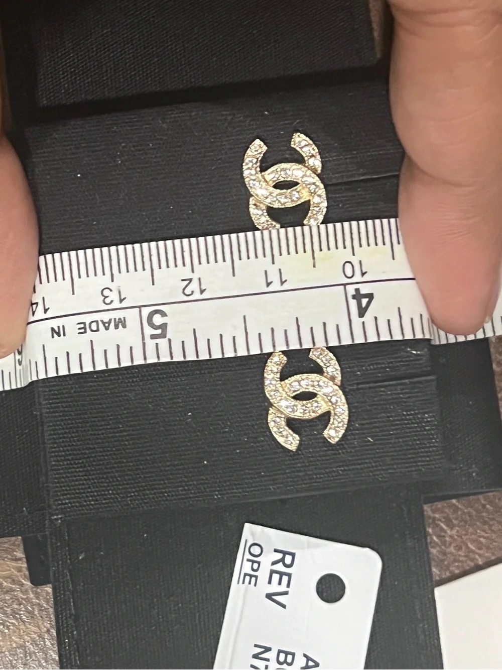 Chanel Gold-Tone PAVED CC Logo Stud Earrings